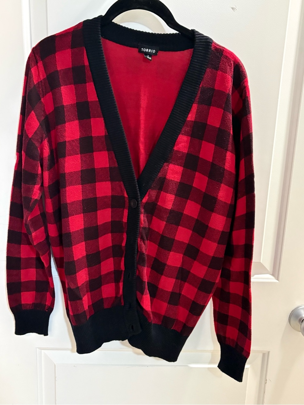 Torrid Red & Black Buffalo Plaid Cardigan Size 2x